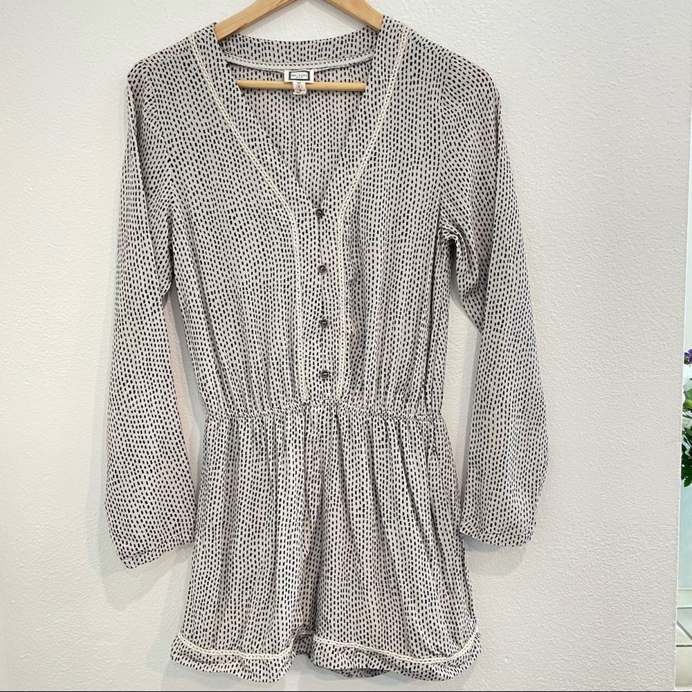 Anthropologie Mo:Vint Short Sleeve Button Front Romper - Size Small -100% Cotton